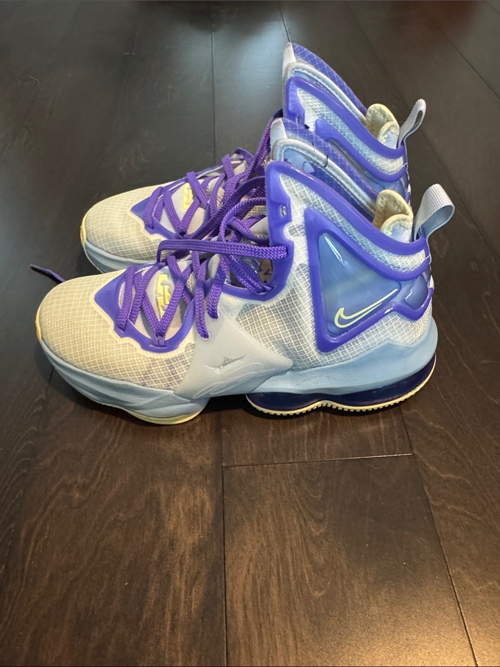 Nike High-Top Basketball Sneakers in Light Blue and Purple
